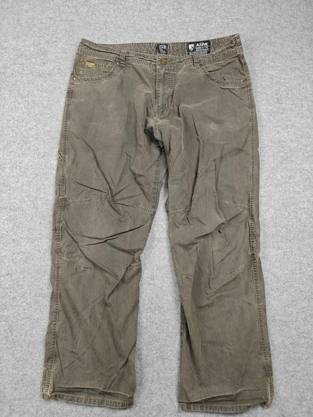 Kuhl Pants Mens 38x30 Green Revolvr Cargo Relaxed Fit Canvas Utility Workwear